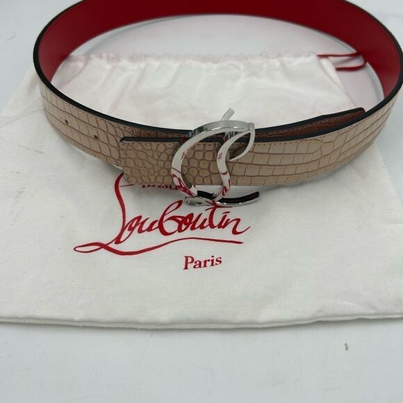 Women’s Christian Louboutin croc embossed leather belt size 80 cm/32 inches - Picture 4 of 9